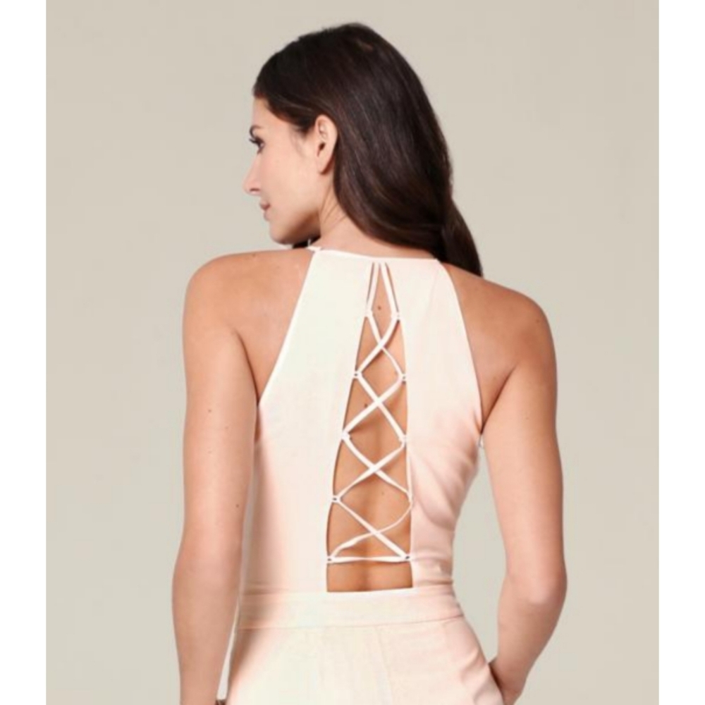 BEBE LACE UP BACK WIDE LEG JUMPSUIT 🆕 - Picture 5 of 6